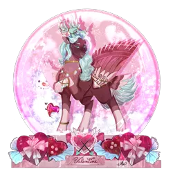 Size: 2500x2500 | Tagged: safe, artist:bunnari, derpibooru import, oc, deer, deer pony, hybrid, original species, peryton, female, image, png, snow globe, snowman, solo