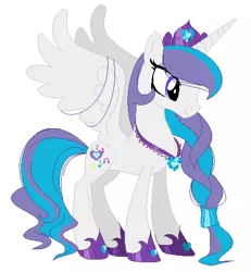 Size: 445x481 | Tagged: safe, artist:gihhbloonde, derpibooru import, oc, unofficial characters only, alicorn, pony, alicorn oc, base used, eyelashes, female, hoof shoes, horn, image, jewelry, mare, necklace, png, simple background, smiling, solo, tiara, white background, wings