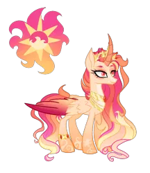 Size: 1122x1296 | Tagged: safe, artist:just-silvushka, derpibooru import, oc, unofficial characters only, alicorn, pony, alicorn oc, base used, curved horn, eyelashes, female, horn, image, magical lesbian spawn, mare, offspring, parent:princess celestia, parent:sunset shimmer, png, simple background, solo, transparent background, wings