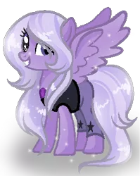 Size: 279x351 | Tagged: safe, artist:gihhbloonde, derpibooru import, ponified, pegasus, pony, amethyst (steven universe), base used, clothes, eyelashes, female, grin, image, mare, png, simple background, smiling, solo, steven universe, transparent background, wings