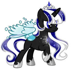 Size: 782x768 | Tagged: safe, artist:gihhbloonde, derpibooru import, oc, unofficial characters only, alicorn, pony, alicorn oc, base used, ethereal mane, eye clipping through hair, eyelashes, female, hoof shoes, horn, image, jewelry, mare, png, simple background, solo, starry mane, tiara, transparent background, wings
