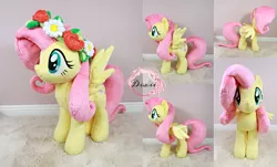 Size: 2400x1454 | Tagged: safe, artist:dixierarity, derpibooru import, fluttershy, pegasus, commission, image, jpeg, plushie, wreath