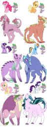 Size: 1280x3405 | Tagged: safe, artist:inkprism, derpibooru import, applejack, fluttershy, pinkie pie, rainbow dash, rarity, spike, twilight sparkle, oc, dracony, earth pony, hybrid, pegasus, pony, unicorn, applespike, claws, dragon wings, female, flutterspike, horns, image, interspecies offspring, male, offspring, parent:applejack, parent:fluttershy, parent:pinkie pie, parent:rainbow dash, parent:rarity, parent:spike, parent:twilight sparkle, parents:applespike, parents:flutterspike, parents:pinkiespike, parents:rainbowspike, parents:sparity, parents:twispike, pinkiespike, png, rainbowspike, shipping, simple background, slit pupils, sparity, straight, transparent background, twispike, wings