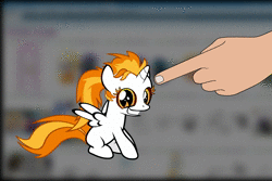 Size: 1200x800 | Tagged: semi-grimdark, derpibooru import, oc, oc:dyx, oc:nyx, alicorn, pony, derpibooru, abuse, animated, disembodied hand, female, filly, hand, hank hill, image, king of the hill, meta, nyxabuse, pointing, punch, sentence mixing, sound, webm, youtube poop