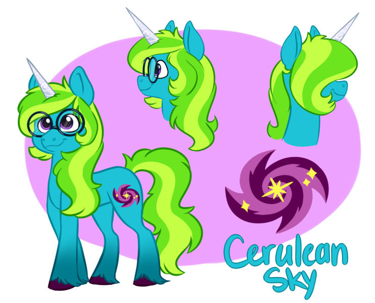 Size: 2083x1681 | Tagged: safe, artist:cartoonboyfriends, derpibooru import, oc, oc:cerulean sky, pony, unicorn, female, glasses, image, mare, png, solo