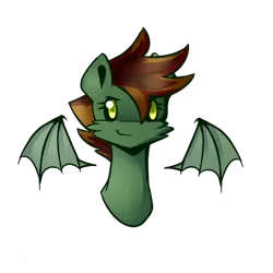 Size: 500x500 | Tagged: safe, artist:novabytes, derpibooru import, oc, oc:dive siren, unofficial characters only, bat pony, pony, comic:wings of fire, bat pony oc, bat wings, bust, female, green eyes, image, mane, mare, png, simple background, solo, transparent background, wings