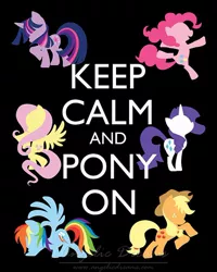 Size: 570x713 | Tagged: safe, artist:angelic-dreams, derpibooru import, applejack, fluttershy, pinkie pie, rainbow dash, rarity, twilight sparkle, earth pony, pegasus, pony, unicorn, female, image, jpeg, keep calm, keep calm and carry on, mane six, mare, poster, text, unicorn twilight, watermark