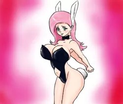 Size: 1653x1405 | Tagged: suggestive, alternate version, artist:mrincon, derpibooru import, fluttershy, human, bunny suit, clothes, female, humanized, image, jpeg, leotard, solo, solo female