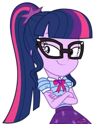 Size: 1891x2481 | Tagged: safe, artist:sketchmcreations, derpibooru import, sci-twi, twilight sparkle, equestria girls, equestria girls series, holidays unwrapped, spoiler:eqg series (season 2), crossed arms, female, geode of telekinesis, glasses, image, magical geodes, png, simple background, smiling, smug, the cider louse fools, transparent background, vector