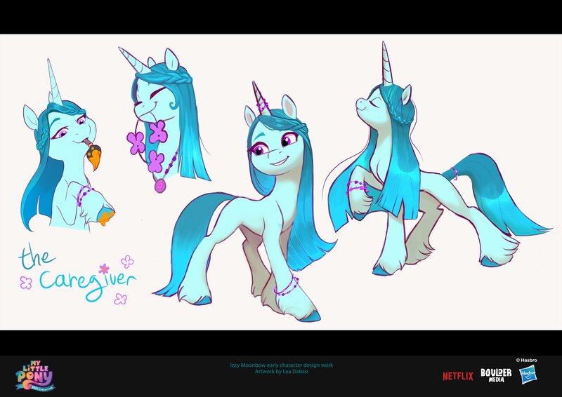 Size: 4096x2896 | Tagged: safe, artist:imalou, boulder media, derpibooru import, izzy moonbow, pony, unicorn, my little pony: a new generation, behind the scenes, concept art, g5, hasbro, hasbro logo, image, jpeg, logo, my little pony logo, netflix logo