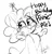 Size: 640x672 | Tagged: safe, artist:wimsiecal, derpibooru import, pinkie pie, pony, hat, image, monochrome, party hat, party horn, png, solo