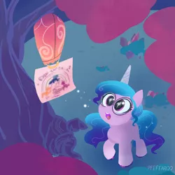 Size: 2048x2048 | Tagged: safe, artist:pfeffaroo, derpibooru import, izzy moonbow, pony, unicorn, female, filly, foal, g5, glasses, image, lantern, png, solo, tree, younger