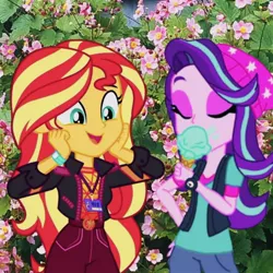 Size: 640x640 | Tagged: safe, artist:suntrixglim, derpibooru import, starlight glimmer, sunset shimmer, equestria girls, female, image, jpeg, lesbian, shimmerglimmer, shipping