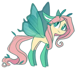 Size: 450x400 | Tagged: safe, artist:s-grunge, derpibooru import, part of a set, fluttershy, pony, alternate design, antennae, female, image, insect wings, looking up, mare, png, simple background, solo, transparent background, wings