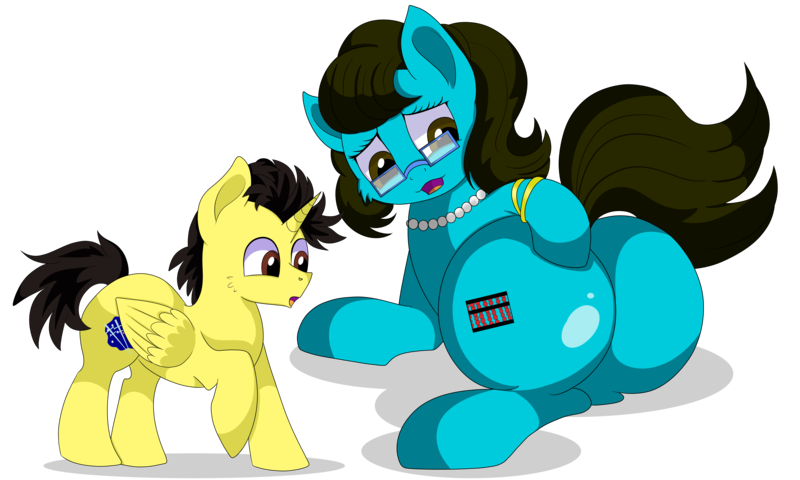 Size: 9000x5400 | Tagged: safe, artist:rainbowtashie, author:bigonionbean, derpibooru import, oc, oc:journal entry, oc:tommy the human, alicorn, earth pony, pony, alicorn oc, bracelet, butt, child, colt, commissioner:bigonionbean, curious, cute, cutie mark, daaaaaaaaaaaw, dummy thicc, embarrassed, extra thicc, female, flank, foal, glasses, horn, image, jewelry, lying down, male, mare, necklace, pearl necklace, plot, png, rule 63, shocked, wings, worried