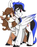 Size: 1631x2046 | Tagged: safe, artist:rutkotka, derpibooru import, oc, oc:mabel, oc:snowstorm, derpibooru community collaboration, 2022 community collab, couple, cuddling, cute, image, oc x oc, png, shipping