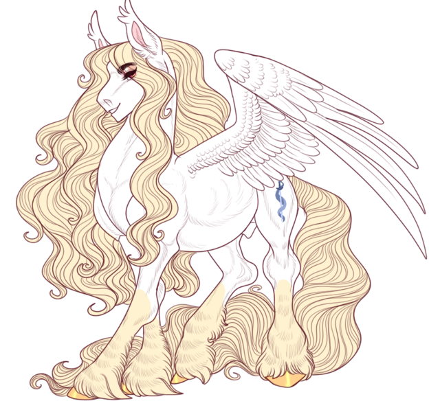 Size: 1280x1200 | Tagged: safe, artist:snowberry, derpibooru import, oc, oc:satin sabre, unofficial characters only, pegasus, pony, derpibooru community collaboration, 2022 community collab, blonde, cutie mark, ear fluff, fluffy, image, long hair, looking at you, male, nudity, png, sheath, smiling, spread wings, stallion, unshorn fetlocks, walking, wings