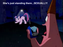 Size: 961x719 | Tagged: suggestive, artist:sircinnamon, derpibooru import, edit, twilight sparkle, pony, unicorn, a canterlot wedding, absurd resolution, bedroom eyes, butt, face down ass up, female, image, lidded eyes, look at my butt, looking back, mare, patrick star, plot, png, simple background, solo, spongebob squarepants, transparent background, twibutt, unicorn twilight, vector