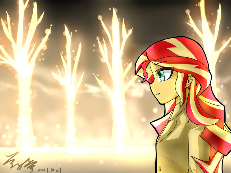 Size: 1600x1200 | Tagged: artist needed, source needed, safe, derpibooru import, sunset shimmer, equestria girls, eye clipping through hair, eyebrows, eyebrows visible through hair, female, image, jpeg, open mouth, open smile, smiling, solo