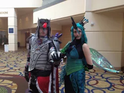 Size: 1024x768 | Tagged: safe, artist:cinemabrony, derpibooru import, king sombra, queen chrysalis, human, babscon, babscon 2015, clothes, cosplay, costume, duo, image, irl, irl human, jpeg, photo