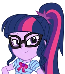 Size: 2825x3178 | Tagged: safe, artist:sketchmcreations, derpibooru import, sci-twi, twilight sparkle, equestria girls, equestria girls series, holidays unwrapped, spoiler:eqg series (season 2), female, geode of telekinesis, glasses, high res, image, looking at you, magical geodes, png, simple background, smiling, smiling at you, smug, solo, the cider louse fools, transparent background, vector