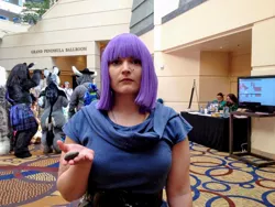 Size: 1024x768 | Tagged: safe, artist:cinemabrony, derpibooru import, maud pie, human, babscon, babscon 2015, clothes, cosplay, costume, image, irl, irl human, jpeg, photo, rock