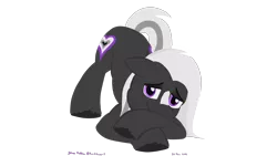 Size: 3200x1800 | Tagged: safe, alternate version, artist:rockhoppr3, derpibooru import, oc, oc:ace hearts, unofficial characters only, earth pony, pony, face down ass up, image, jacko challenge, looking at you, meme, png, signature, simple background, solo, transparent background, unshorn fetlocks