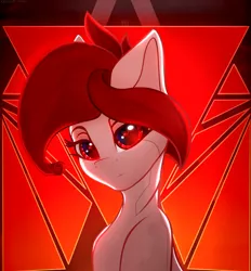 Size: 1300x1400 | Tagged: safe, artist:xeniusfms, derpibooru import, oc, oc:artemis, unofficial characters only, earth pony, pony, bust, cyber eyes, female, image, looking at you, mare, png, portrait, solo