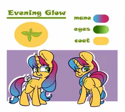 Size: 1500x1351 | Tagged: artist needed, safe, oc, oc:evening glow, unofficial characters only, pony, unicorn, female, image, jpeg, mare, reference sheet, solo