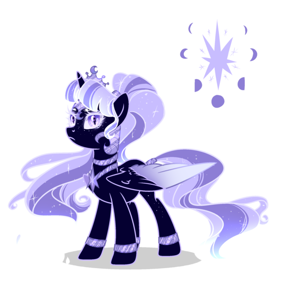 Size: 2052x2076 | Tagged: safe, artist:elementbases, artist:just-silvushka, derpibooru import, oc, unofficial characters only, alicorn, pony, alicorn oc, base used, colored wings, eyelashes, female, horn, image, jewelry, magical lesbian spawn, mare, necklace, offspring, parent:nightmare moon, parent:twilight sparkle, png, simple background, solo, transparent background, two toned wings, wings