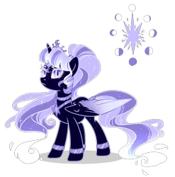 Size: 2052x2076 | Tagged: safe, artist:elementbases, artist:just-silvushka, derpibooru import, oc, unofficial characters only, alicorn, pony, alicorn oc, base used, colored wings, eyelashes, female, horn, image, jewelry, magical lesbian spawn, mare, necklace, offspring, parent:nightmare moon, parent:twilight sparkle, png, simple background, solo, transparent background, two toned wings, wings