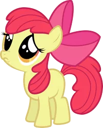 Size: 1999x2491 | Tagged: safe, artist:ready2fail, derpibooru import, apple bloom, earth pony, pony, apple bloom's bow, bow, female, filly, foal, full body, hair bow, image, nose wrinkle, orange eyes, png, red mane, red tail, sad, simple background, solo, standing, tail, transparent background, vector