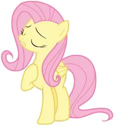 Size: 7000x7700 | Tagged: safe, artist:tardifice, derpibooru import, fluttershy, pegasus, pony, fluttershy leans in, absurd resolution, eyes closed, female, folded wings, full body, hoof on chest, image, mare, pink mane, pink tail, png, simple background, solo, standing, tail, transparent background, vector, wings