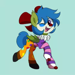 Size: 1800x1800 | Tagged: safe, artist:handgunboi, derpibooru import, oc, bat pony, pony, bat pony oc, bat wings, clown, clown makeup, clown nose, commission, image, jpeg, wings