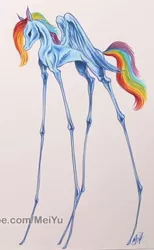 Size: 634x1031 | Tagged: safe, artist:meiyu, derpibooru import, rainbow dash, alternate design, image, jpeg, salvador dalí, style emulation, traditional art