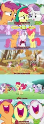 Size: 1920x5400 | Tagged: safe, derpibooru import, edit, edited screencap, screencap, apple bloom, scootaloo, sweetie belle, earth pony, pegasus, unicorn, best gift ever, stare master, the cutie pox, alvin and the chipmunks, christmas, christmas don't be late, cutie mark crusaders, holiday, image, lyrics, lyrics in the description, png, singing, song reference, text, youtube link in the description