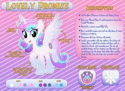 Size: 2687x1958 | Tagged: safe, artist:lovinglypromise, derpibooru import, oc, oc:lovely promise, alicorn, pony, female, image, mare, not flurry heart, offspring, parent:princess cadance, parent:shining armor, parents:shiningcadance, png, reference sheet, solo