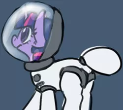 Size: 1020x911 | Tagged: safe, artist:whale, derpibooru import, twilight sparkle, pony, unicorn, astronaut, butt, cropped, female, frown, image, looking up, mare, plot, png, simple background, solo, spacesuit, twibutt, unicorn twilight