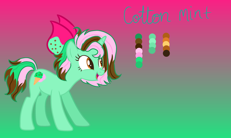 Size: 2992x1792 | Tagged: safe, derpibooru import, oc, oc:cotton mint, unofficial characters only, pony, unicorn, adoptable, female, gradient background, horn, image, open mouth, png, reference sheet, solo, unicorn oc