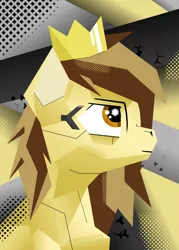 Size: 1280x1792 | Tagged: safe, artist:zocidem, derpibooru import, oc, oc:prince whateverer, unofficial characters only, pegasus, pony, augmented, bust, crown, cubism, experimental style, image, jewelry, jpeg, modern art, portrait, regalia, simple background, solo
