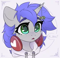 Size: 1280x1244 | Tagged: safe, artist:reterica, derpibooru import, oc, unofficial characters only, pony, unicorn, image, implied kissing, jpeg, mistletoe, solo, starry eyes, wingding eyes