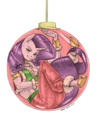 Size: 1000x1276 | Tagged: suggestive, artist:baron engel, color edit, derpibooru import, edit, rarity, anthro, unguligrade anthro, unicorn, ass, breasts, busty rarity, butt, christmas, christmas ornament, cleavage, colored, decoration, female, holiday, image, looking at you, ornament, pencil drawing, png, solo, solo female, traditional art