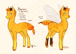 Size: 1879x1348 | Tagged: safe, artist:0naturaldisaster0, derpibooru import, oc, unofficial characters only, bee pony, original species, pony, duo, female, image, mare, png, reference sheet, signature, simple background, wings