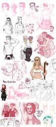Size: 2239x5092 | Tagged: safe, artist:0naturaldisaster0, derpibooru import, terramar, oc, unofficial characters only, classical hippogriff, deer, gryphon, hippogriff, human, pony, barely pony related, bust, griffon oc, image, png, sketch, sketch dump