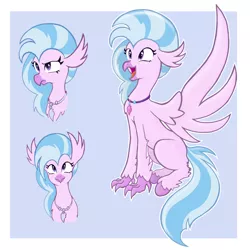 Size: 1832x1832 | Tagged: safe, artist:darkgred, derpibooru import, silverstream, classical hippogriff, hippogriff, cute, diastreamies, female, image, open mouth, png, simple background, sitting, solo, spread wings, wings