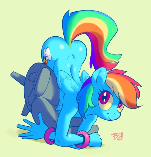 Size: 3932x4096 | Tagged: suggestive, artist:badrainbow2, derpibooru import, rainbow dash, anthro, pegasus, ass, bracelet, butt, chair, face down ass up, image, jewelry, jpeg, simple background