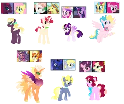 Size: 2000x1689 | Tagged: safe, artist:tragedy-kaz, derpibooru import, fluttershy, tempest shadow, twilight sparkle, twilight sparkle (alicorn), oc, alicorn, hybrid, pegasus, pony, unicorn, base used, chest fluff, image, interspecies offspring, magical lesbian spawn, offspring, parent:cheerilee, parent:daybreaker, parent:derpy, parent:flim, parent:fluttershy, parent:pinkie pie, parent:princess cadance, parent:princess luna, parent:princess skystar, parent:sugar belle, parent:svengallop, parent:tempest shadow, parent:twilight sparkle, parents:skypie, parents:tempestshy, png, screencap reference, simple background, transparent background
