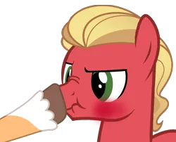 Size: 1381x1117 | Tagged: artist needed, safe, derpibooru import, hitch trailblazer, sprout cloverleaf, earth pony, pony, my little pony: a new generation, blushing, boop, duo, duo male, g5, gay, hitchsprout, image, male, noseboop, png, shipping, simple background, stallion