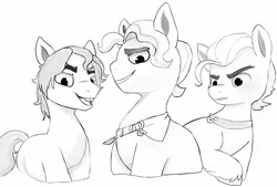 Size: 2048x1381 | Tagged: safe, artist:beckydoki, derpibooru import, sprout cloverleaf, earth pony, pony, my little pony: a new generation, black and white, g5, grayscale, image, jpeg, lineart, male, monochrome, stallion