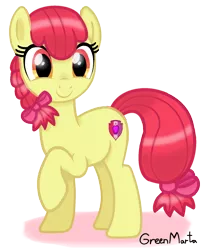 Size: 1372x1684 | Tagged: safe, artist:greenmarta, derpibooru import, apple bloom, earth pony, pony, alternate hairstyle, female, filly, image, png, simple background, solo, teenage apple bloom, transparent background